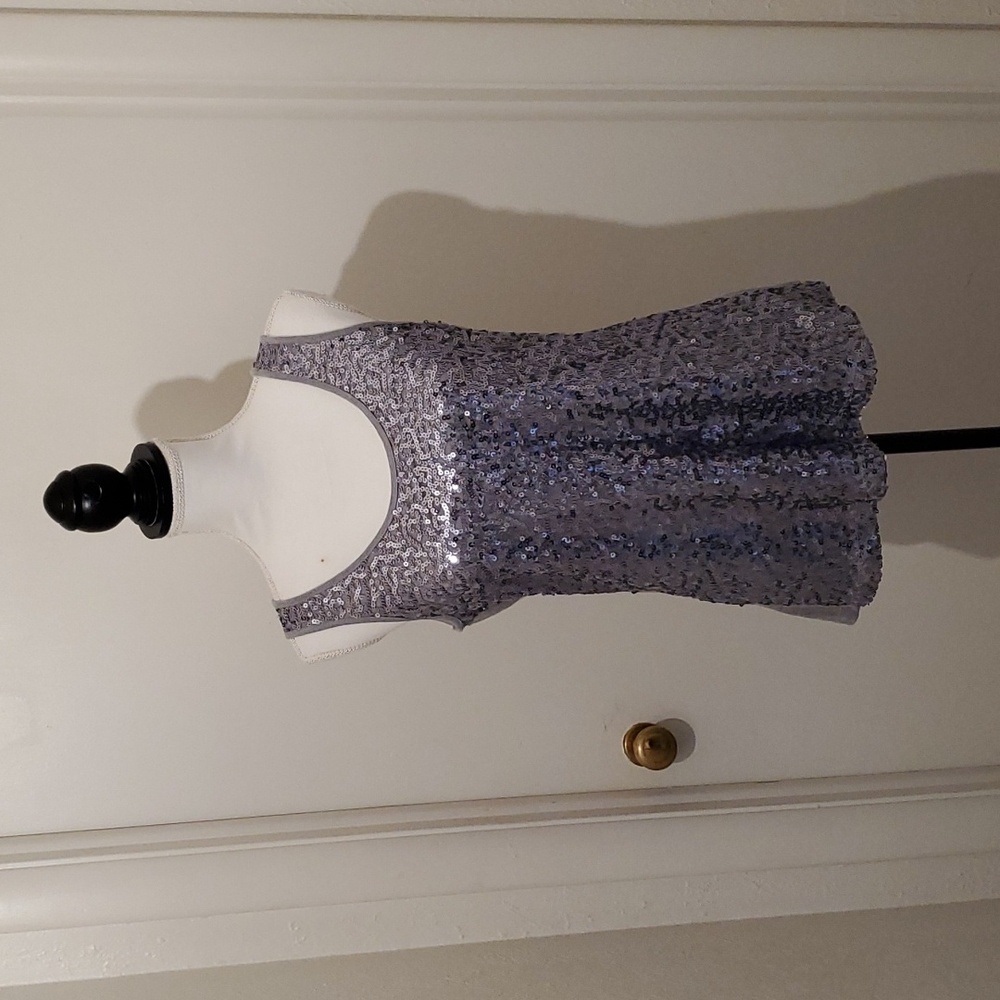 Allen B by Allen Schwartz Silver Sequin Tank Top SZ Medium